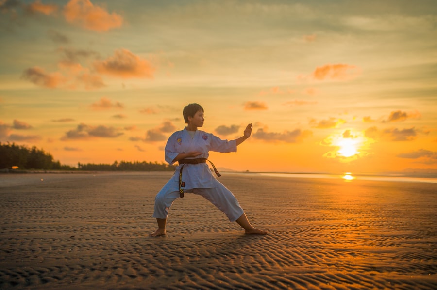 Martial artist in ready stance